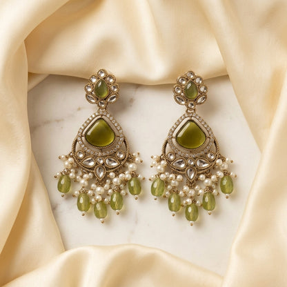 Crimson & Pearl Chandbali Earrings