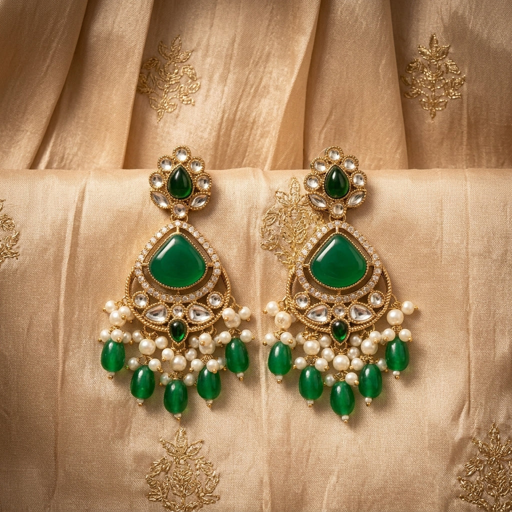 Crimson & Pearl Chandbali Earrings