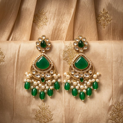 Crimson & Pearl Chandbali Earrings
