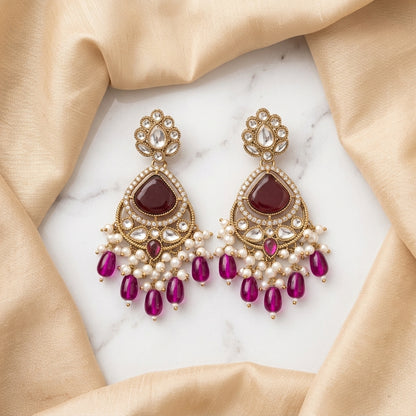 Crimson & Pearl Chandbali Earrings