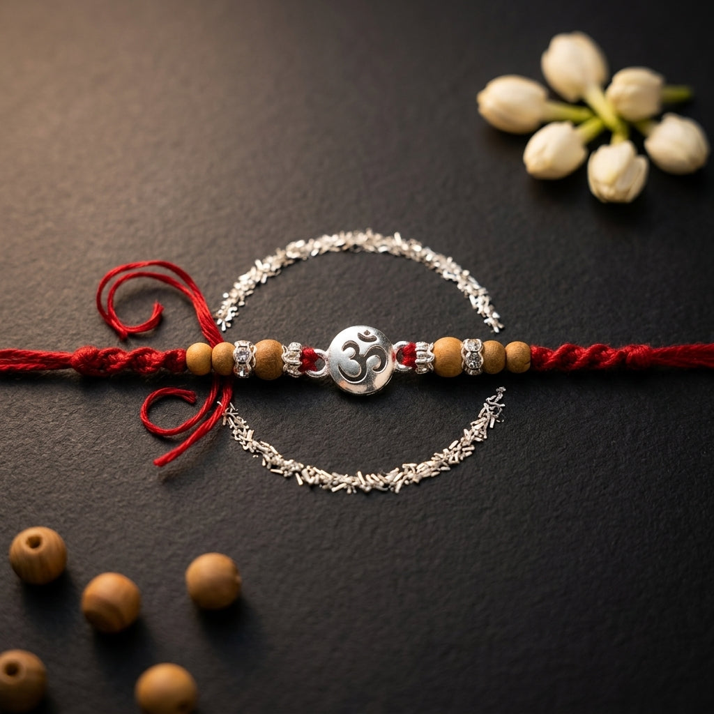 Elegant Silver-Tone 'Om' Rakhi