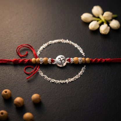 Elegant Silver-Tone 'Om' Rakhi
