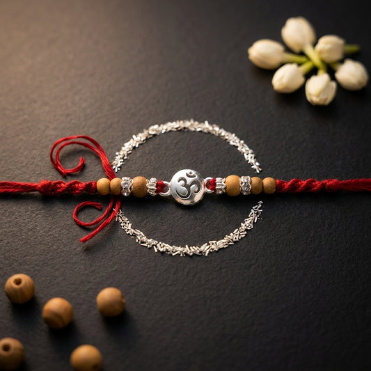 Elegant Silver-Tone 'Om' Rakhi