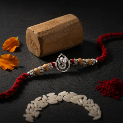 Teardrop Ganesha Silver-Tone Rakhi