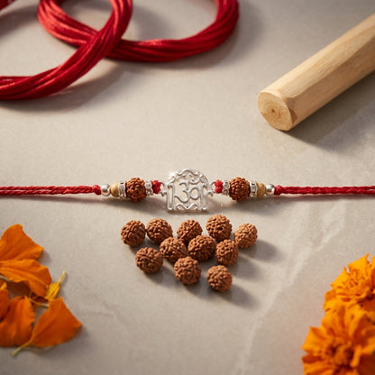Divine Om-Arch Silver-Tone Rakhi
