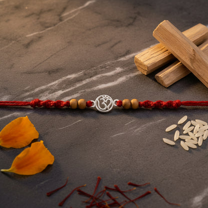 Silver-Tone Om Designer Rakhi