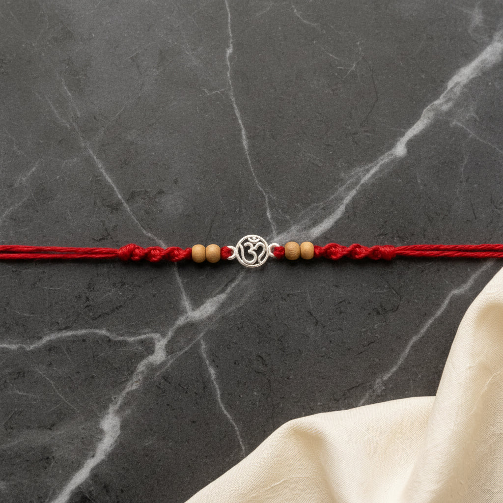 Silver-Tone Om Designer Rakhi