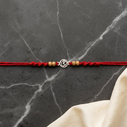 Silver-Tone Om Designer Rakhi