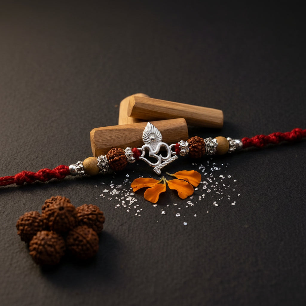 Sacred Silver-Tone Om Rakhi
