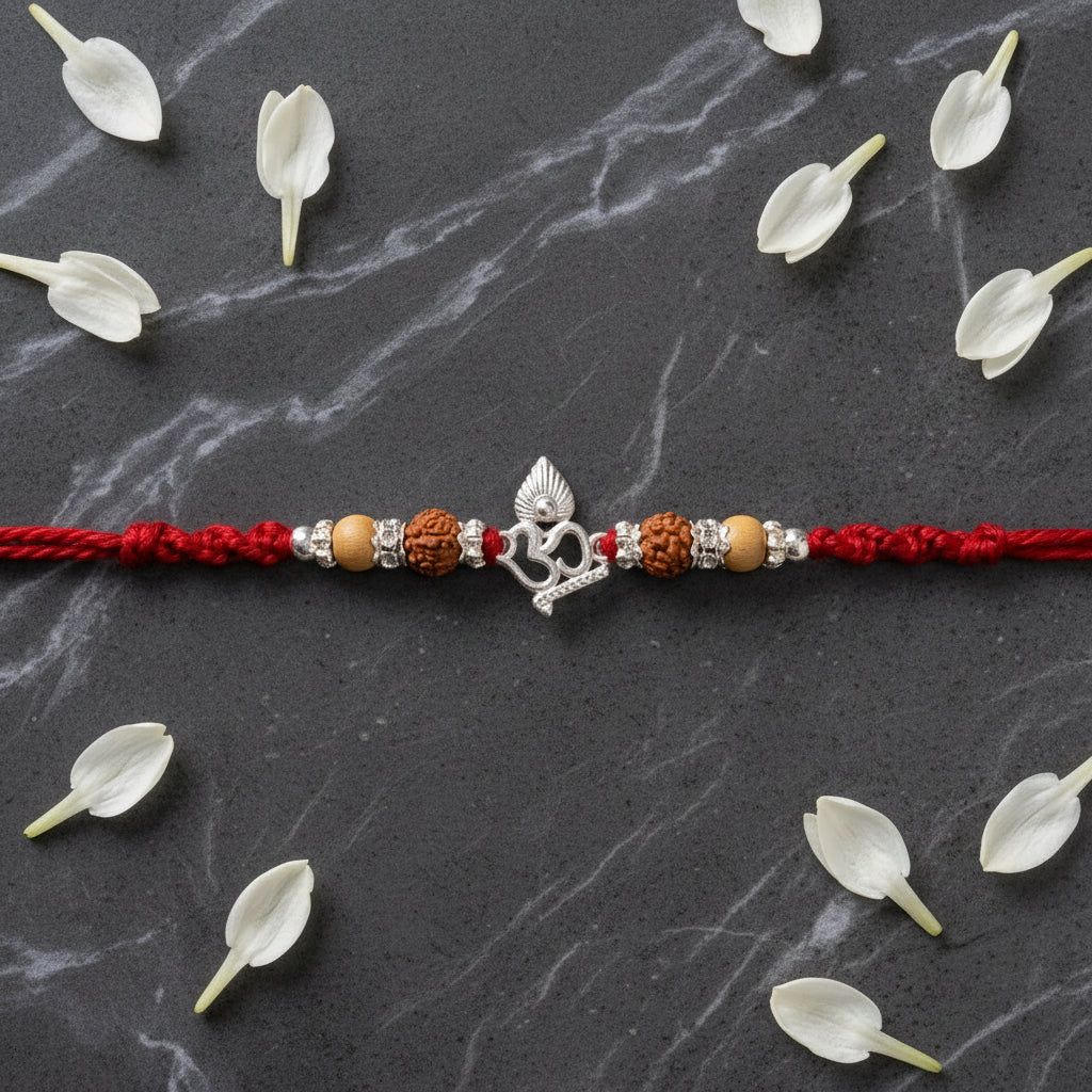 Sacred Silver-Tone Om Rakhi