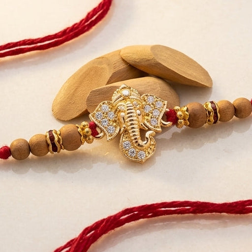 Divine Ganesha Stone-Studded Rakhi