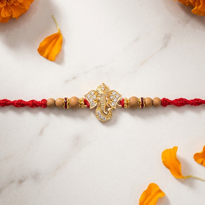 Divine Ganesha Stone-Studded Rakhi