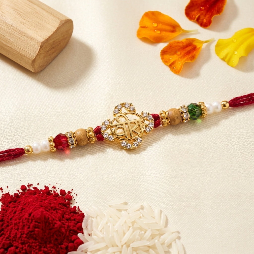 Elegant Stone-Studded 'Veera' Designer Rakhi