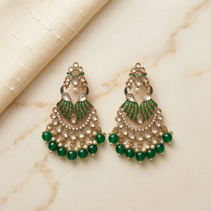 Royal Kundan Peacock Chandbali Earrings