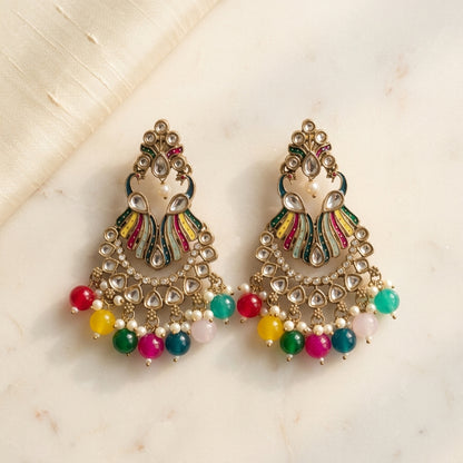 Royal Kundan Peacock Chandbali Earrings