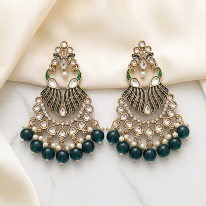 Royal Kundan Peacock Chandbali Earrings