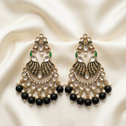 Royal Kundan Peacock Chandbali Earrings