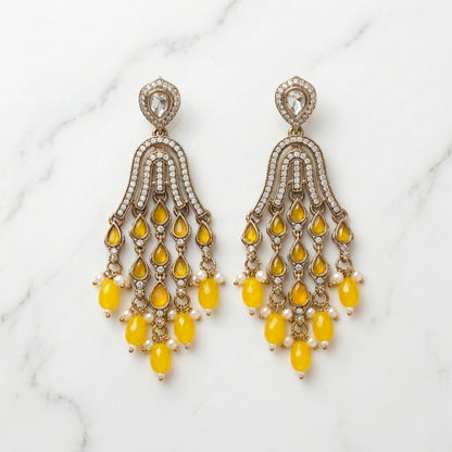 Elegant Gold Tiered Chandelier Earrings