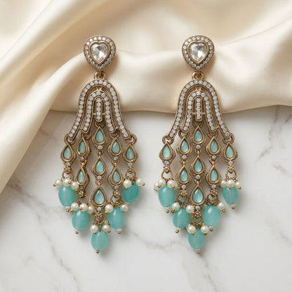 Elegant Gold Tiered Chandelier Earrings