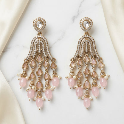 Elegant Gold Tiered Chandelier Earrings