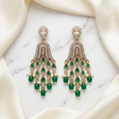 Elegant Gold Tiered Chandelier Earrings