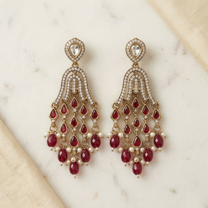 Elegant Gold Tiered Chandelier Earrings