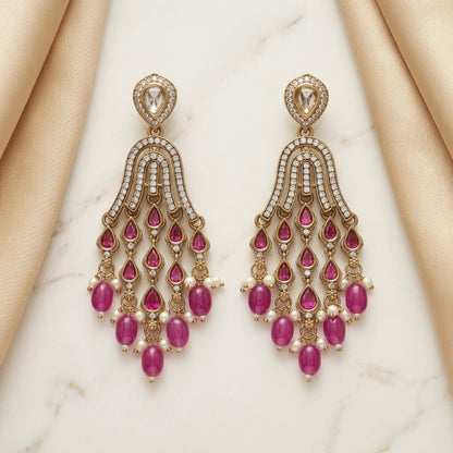 Elegant Gold Tiered Chandelier Earrings