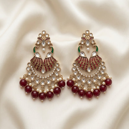 Royal Kundan Peacock Chandbali Earrings
