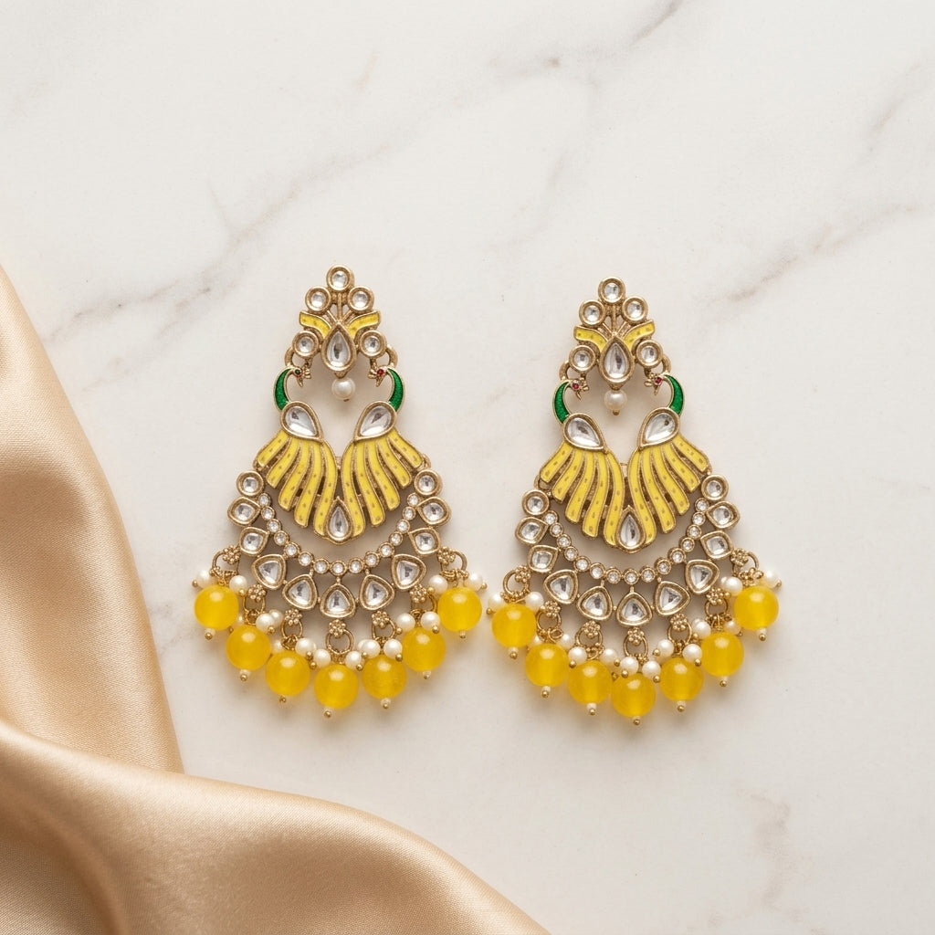 Royal Kundan Peacock Chandbali Earrings