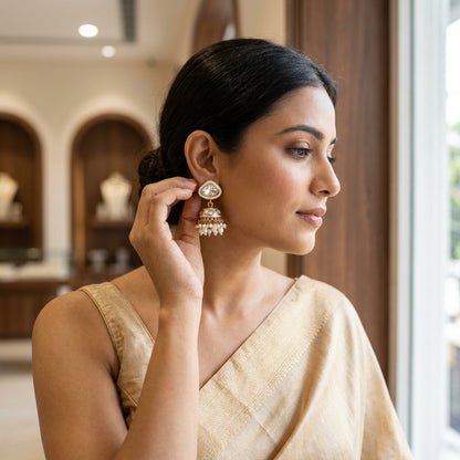 Elegant Gold Tone Chandelier Earrings