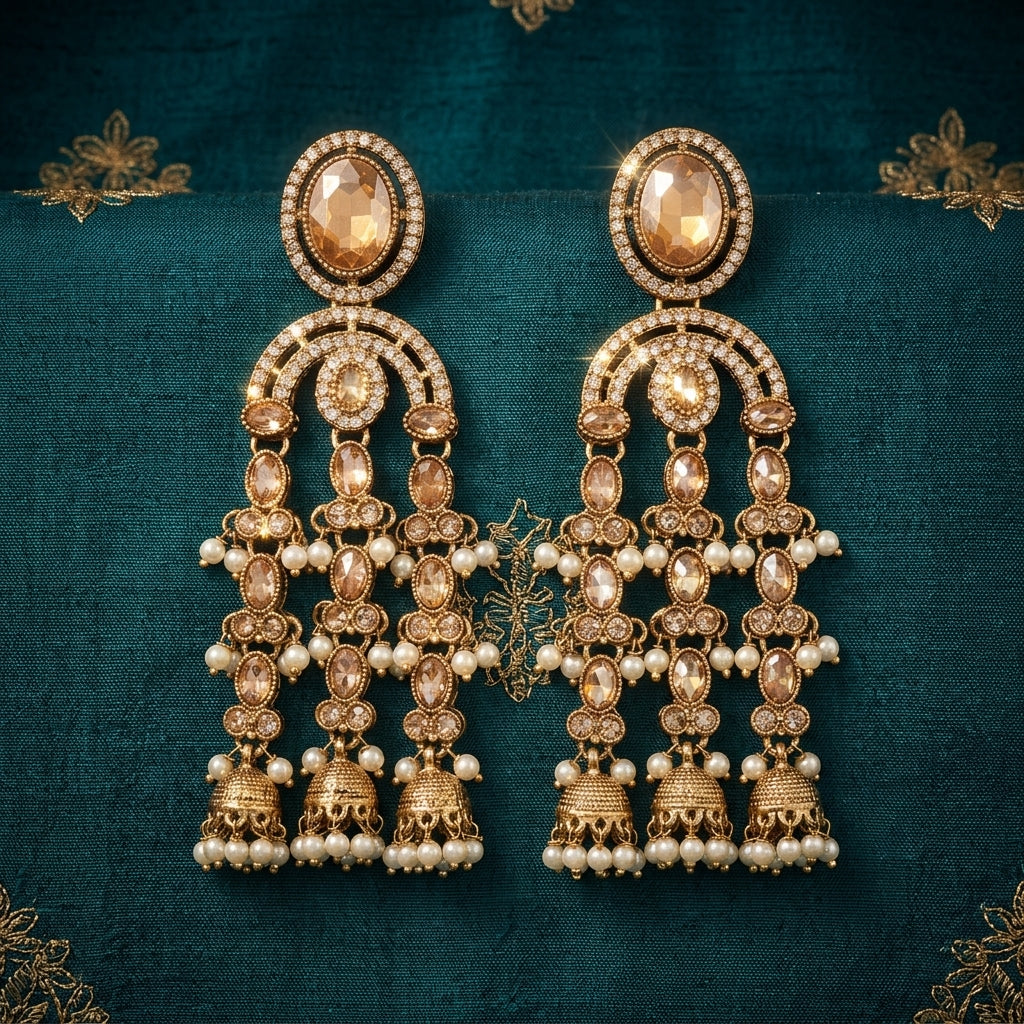 Regal Multi-Tiered Chandelier Earrings