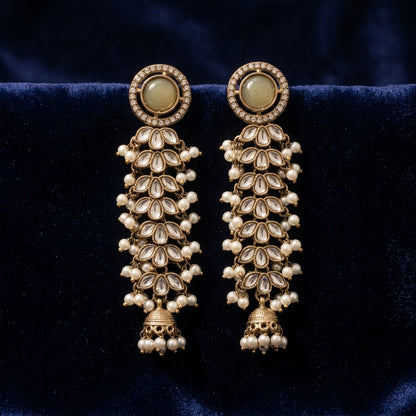 Regal Kundan & Pearl Long Earrings