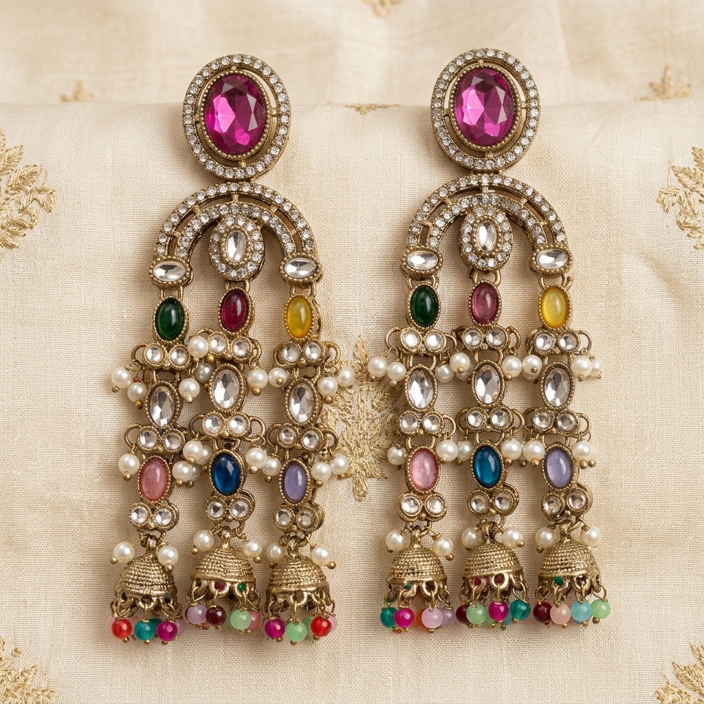 Regal Multi-Tiered Chandelier Earrings