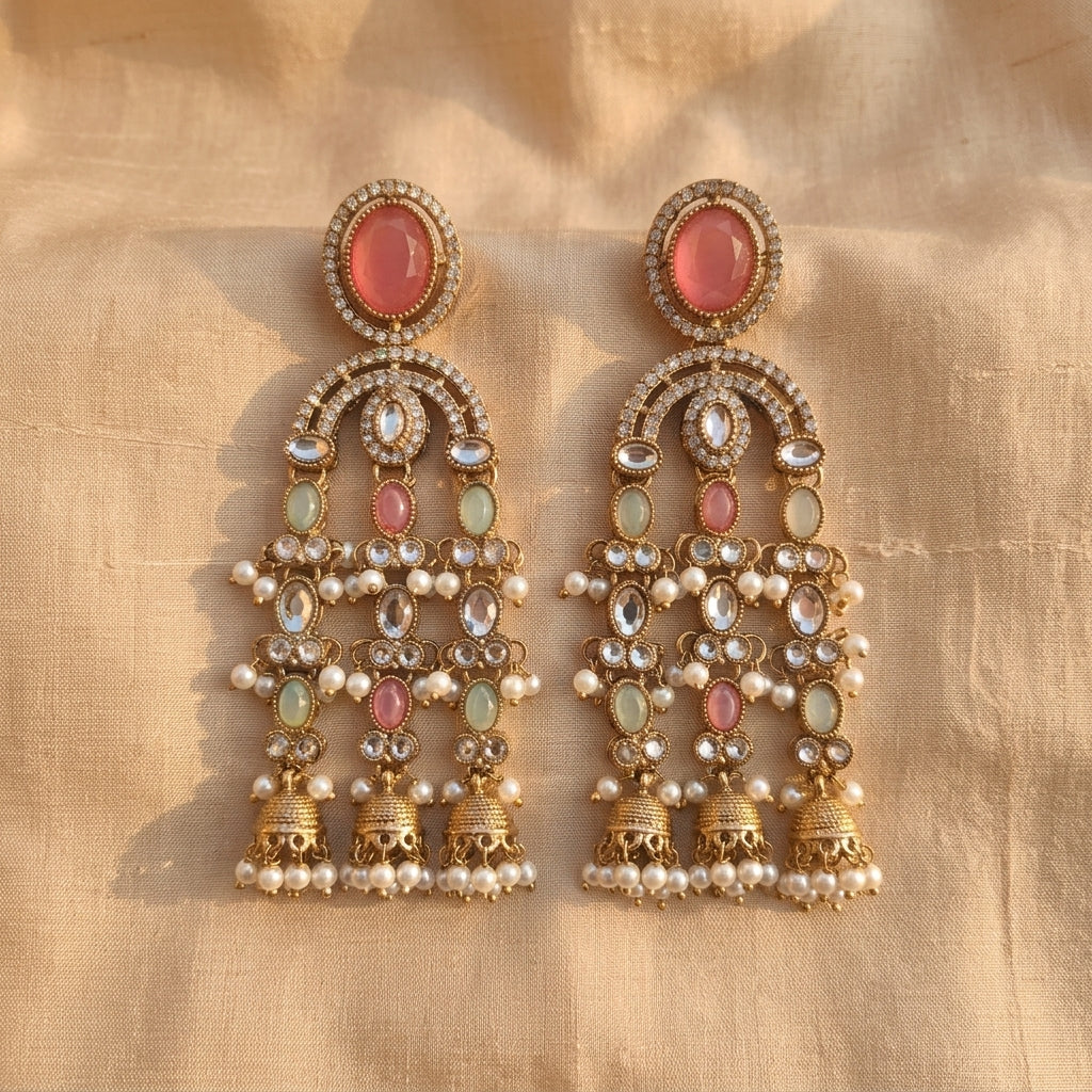 Regal Multi-Tiered Chandelier Earrings