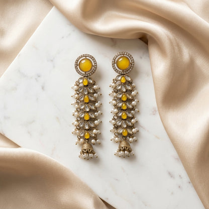 Regal Kundan & Pearl Long Earrings