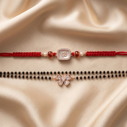 Om & Butterfly Bracelet Bhai Bhabhi Rakhi