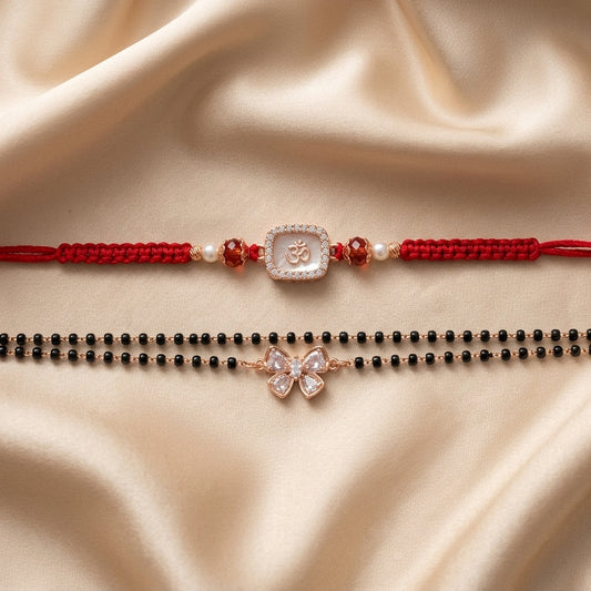 Om & Butterfly Bracelet Bhai Bhabhi Rakhi