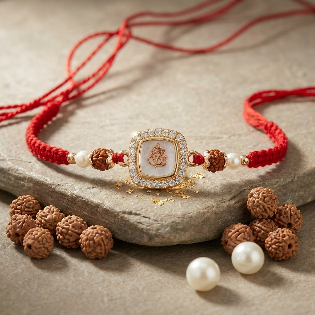 Exquisite Ganesha Mother-of-Pearl Rakhi