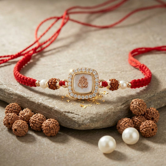 Exquisite Ganesha Mother-of-Pearl Rakhi