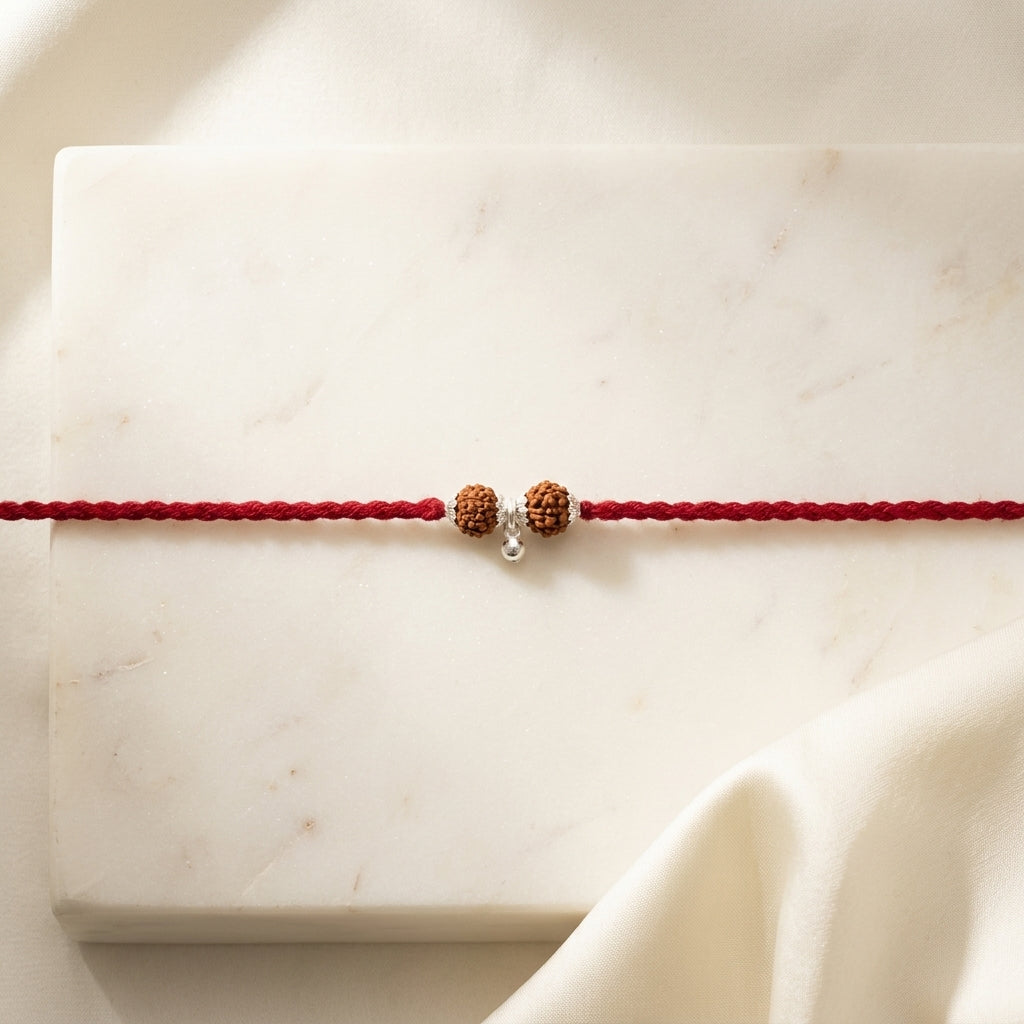 3 PC Rudraksha Silver-Tone Rakhi