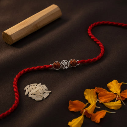 2 PC Divine Ganesha Silver-Tone Rakhi