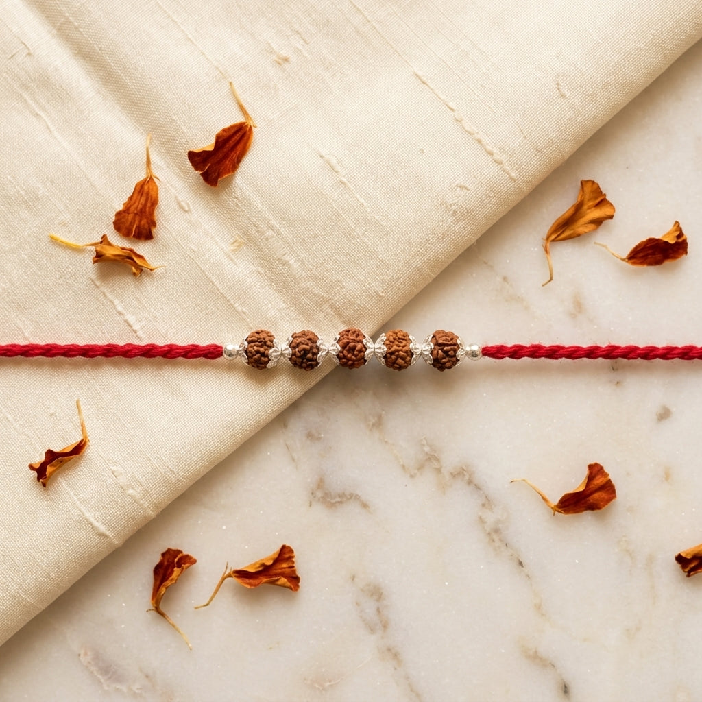 3 PC Multi-Bead Rudraksha Rakhi