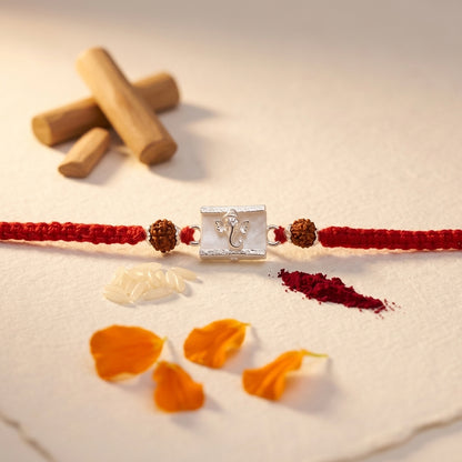 2 PC Ganesha Silver-Tone Rakhi