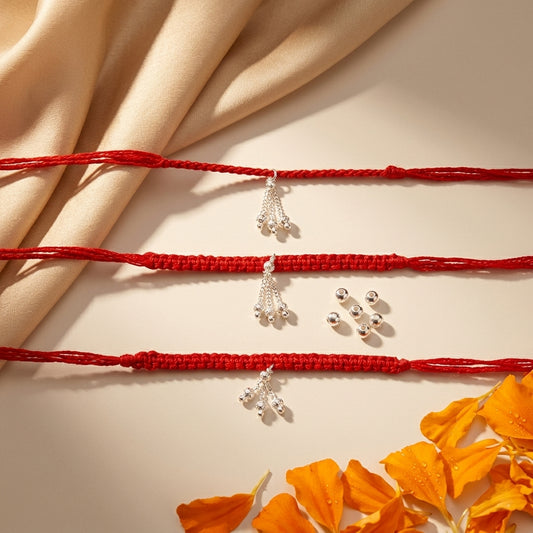 3PC Minimalist Silver-Toned Rakhi