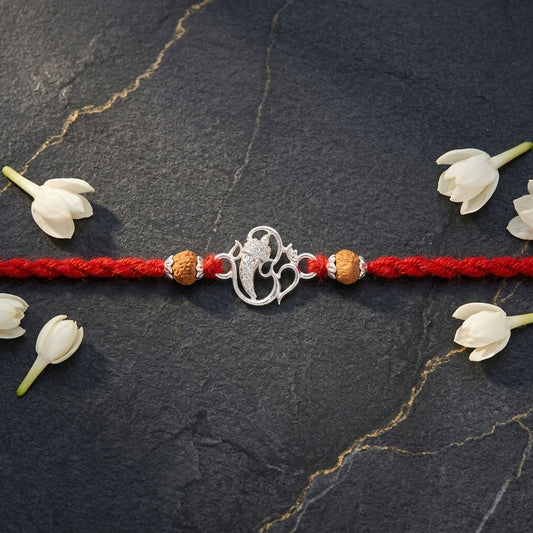 2 PC Ganesha-Om Silver-Tone Designer Rakhi