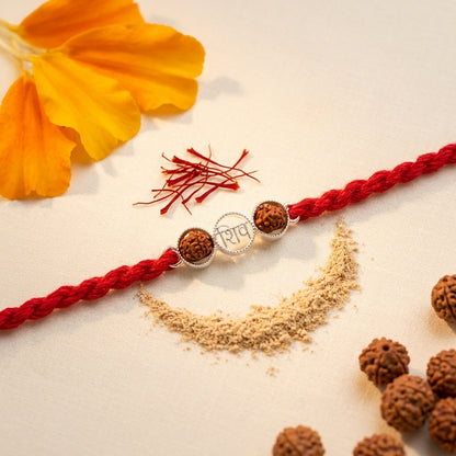 2 PC Divine "Shiv" Silver-Tone Rakhi