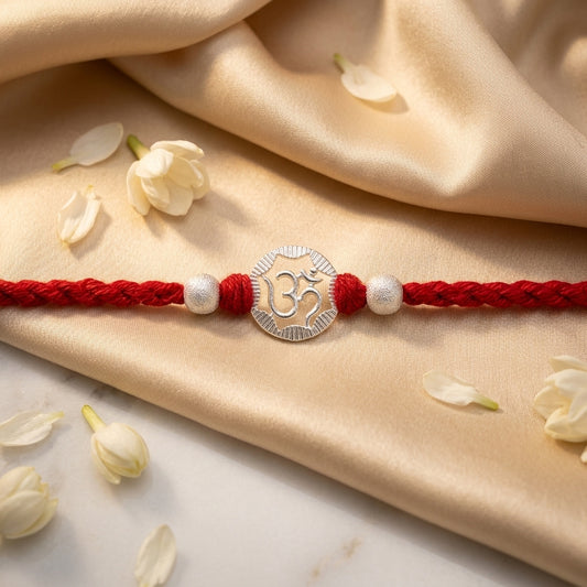 2 PC "Om" Silver-Tone Designer Rakhi