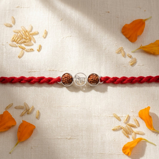 2 PC Divine "Shiv" Silver-Tone Rakhi