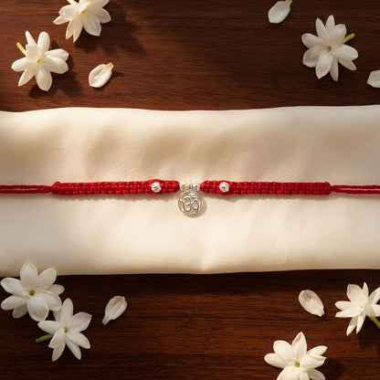 3 PC Divine Om Silver Tone Rakhi