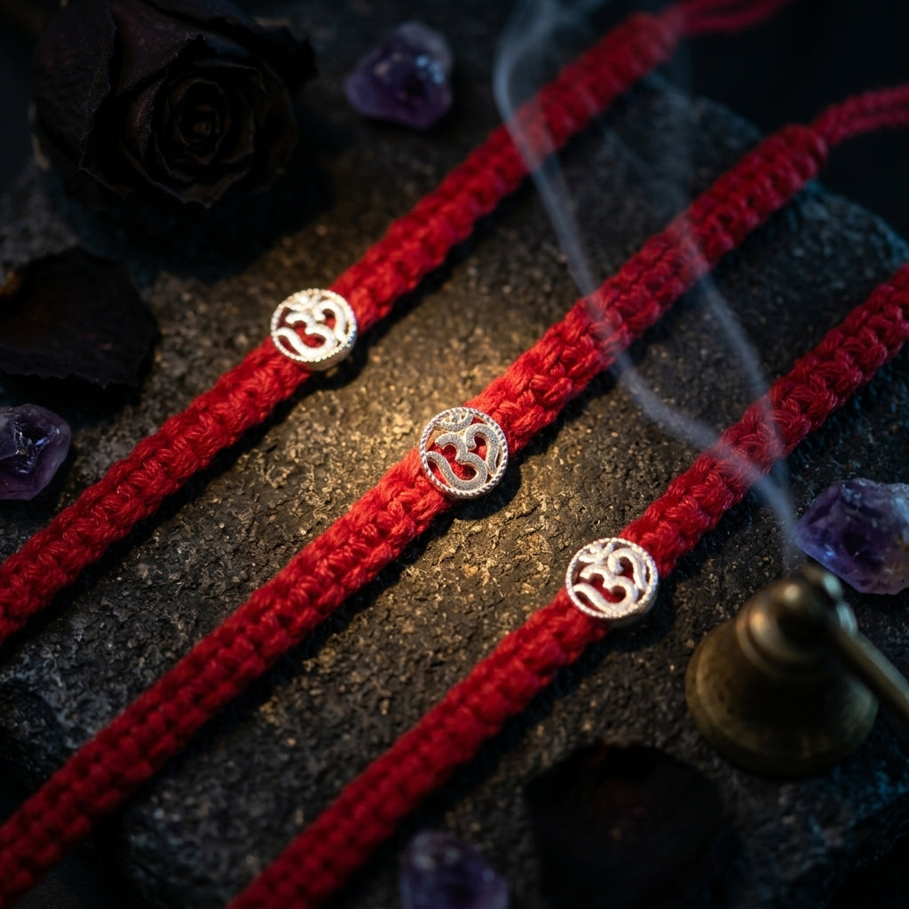 3 PC Om Silver-Tone Artisan Rakhi